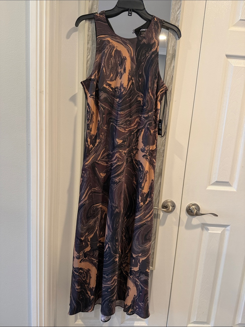 Express Marble-Print Midi Dress in Brown and Black